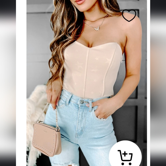 NanaMacs - Nude, Star Pattern, Structured Stretch Bodysuit - Picture 2 of 2